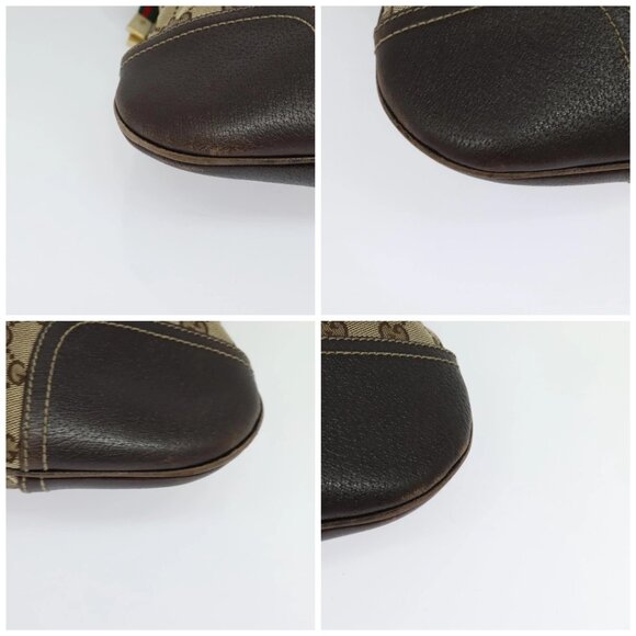 GUCCI GG Canvas Web Sherry Line Shoulder Bag Beige Red Green Auth 138289 - Picture 14 of 16